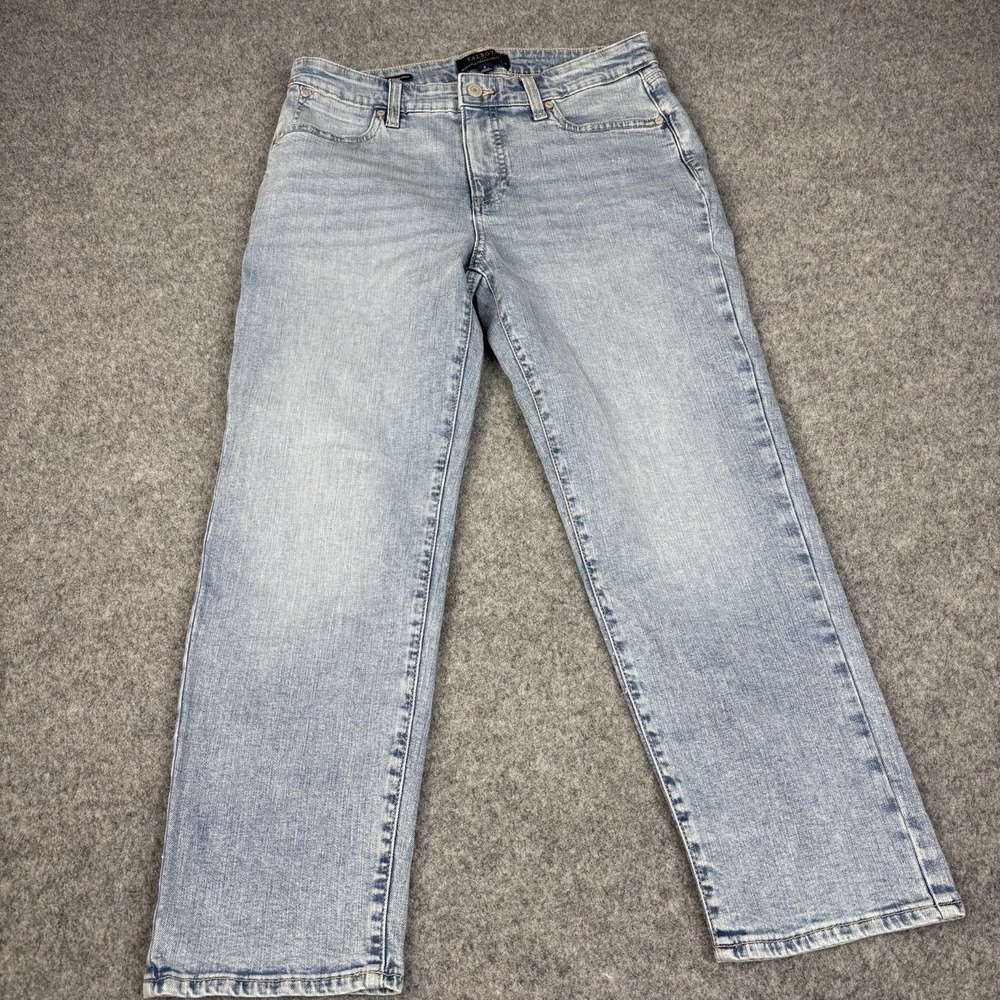 Talbots Simply Flattering Jeans Womens 8 Straight Leg Crop Light Wash Denim Blue